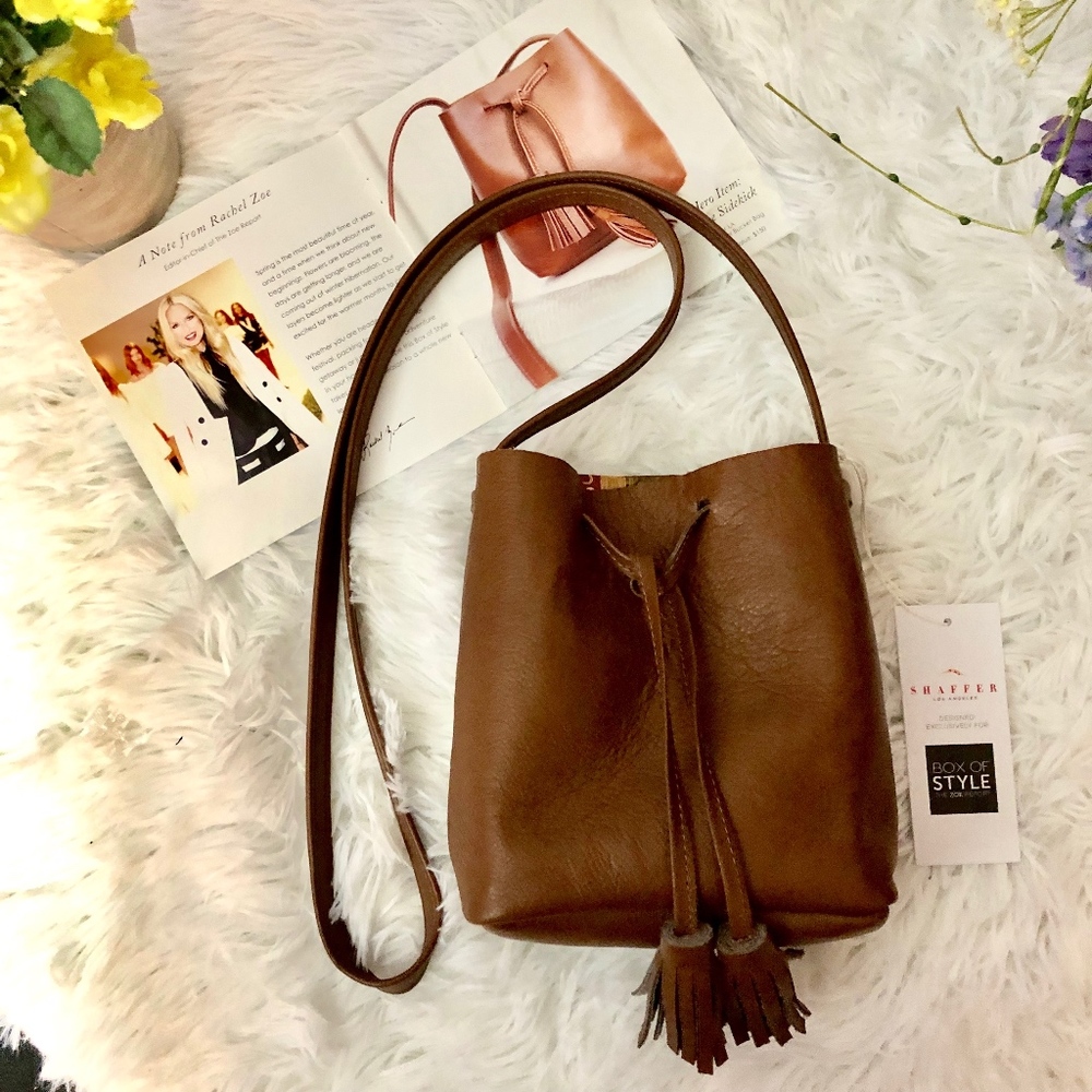 Rachel Zoe Box of Style Brown Leather Bucket Bag. NWT